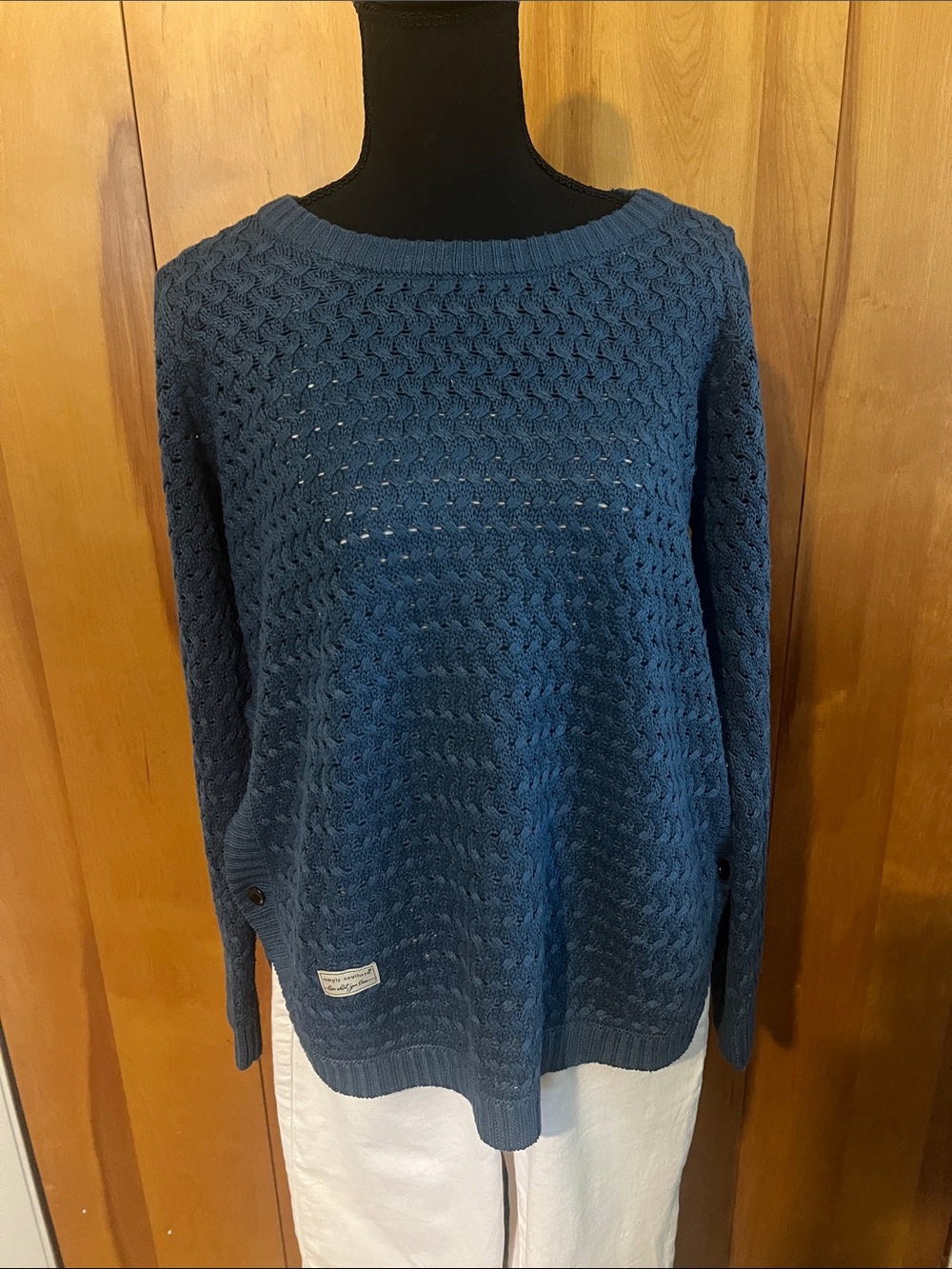 Simply Southern Blue Open Stitch Crewneck Sweater